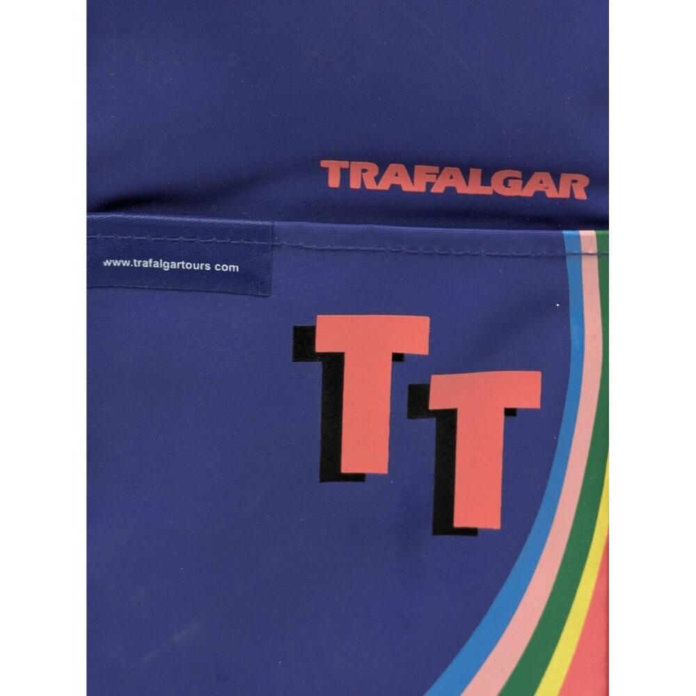 Trafalgar Documents Passport Organizer Holder Vintage 80's Rainbow Blue Travel